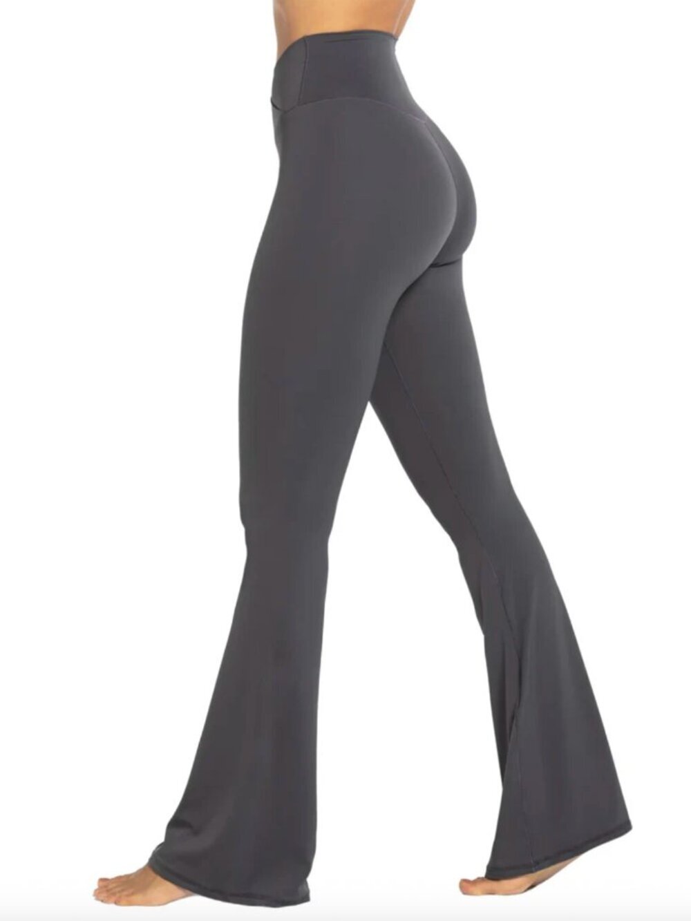Sunzel Tummy Control Crossover High Waist Flare Leggings Grey Size Small